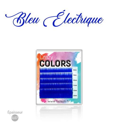 Palette d'Extensions de Cils Crazy Colors en Volume Russe pour des Poses Flamboyantes, Magnifiques Couleurs BLEU ELECTRIQUE  en 