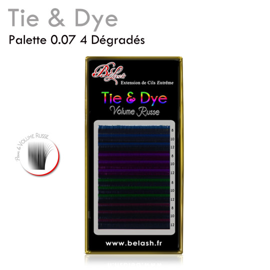 Palette d'extension de cils ombré Tie & Dye - 0,07 - 4 dégradés dans la même palette Offert !