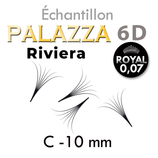 Echantillon d'extension de cils : Bouquets (ou Fans) préfaits 6D en 0.07 C 10mm Royal