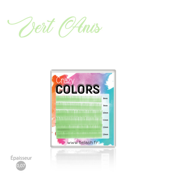 Palette d'Extensions de Cils Crazy Colors en Volume Russe pour des Poses Flamboyantes, Magnifiques Couleurs VERT ANIS  en 07