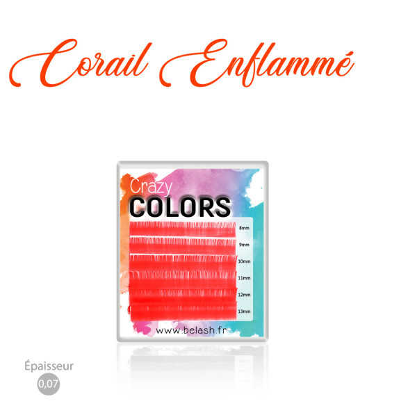 Palette d'Extensions de Cils Crazy Colors en Volume Russe pour des Poses Flamboyantes, Magnifiques Couleurs CORAIL  en 07