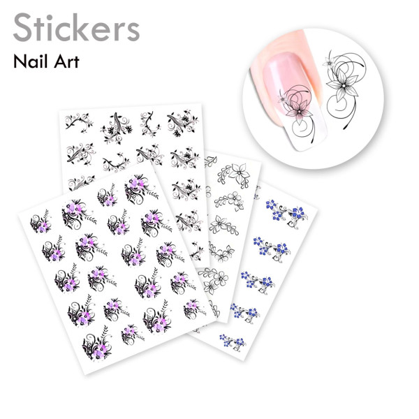 Planche de stickers pour Ongles, Manucure, Nail Art. Décorations