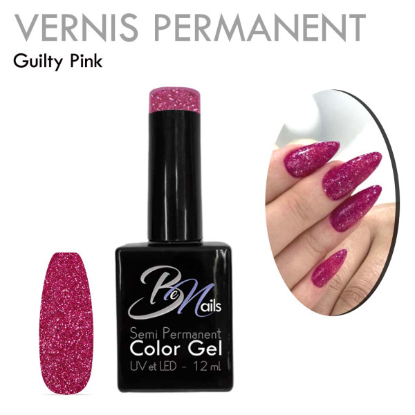 Vernis Semi Permanent Ultra Haute Tenue et Couvrance Optimale. Couleur Tendance Paillettes Rose Violette - Meilleur Qualité