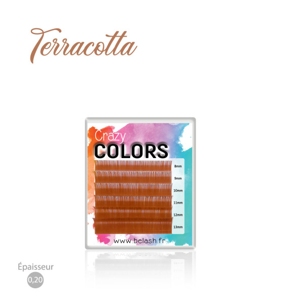 Palette d'Extensions de Cils Crazy Colors en Cil à Cil pour des Poses Flamboyantes, Magnifique Couleur Terracotta Brun Marron