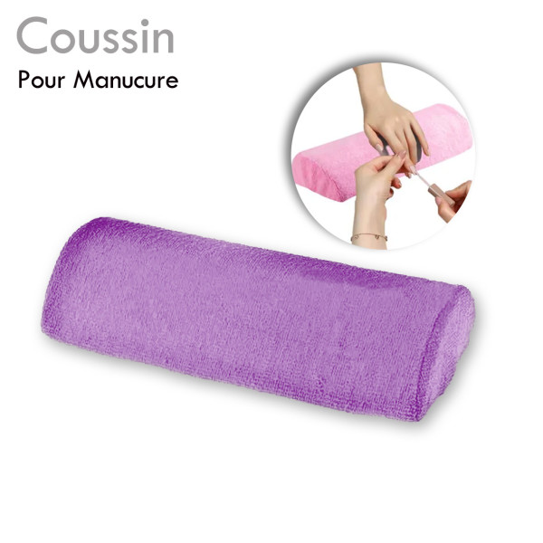 Repose-Main, coussin Violet déhoussable coton Manucure onglerie gel résine uv led semi permanent